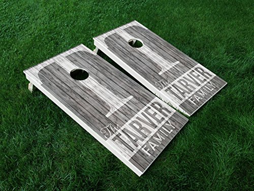 Distressed Custom Wedding Set Wedding Day Marriage Last Name Couple Cornhole WRAP Set Vinyl Board Decal Baggo Bag Toss Boards * Made in The USA *