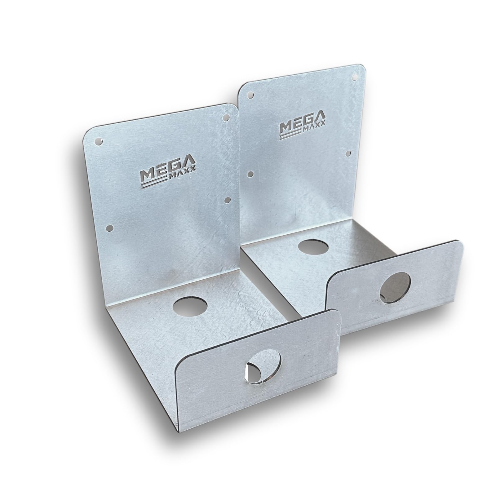 MegaMaxx UK Wall Mount Ladder Brackets – Galvanised Steel Pair with Locking Holes – Secure Ladder Hooks for Garage, Shed or Workshop – Heavy Duty Wall Hangers – UK Made