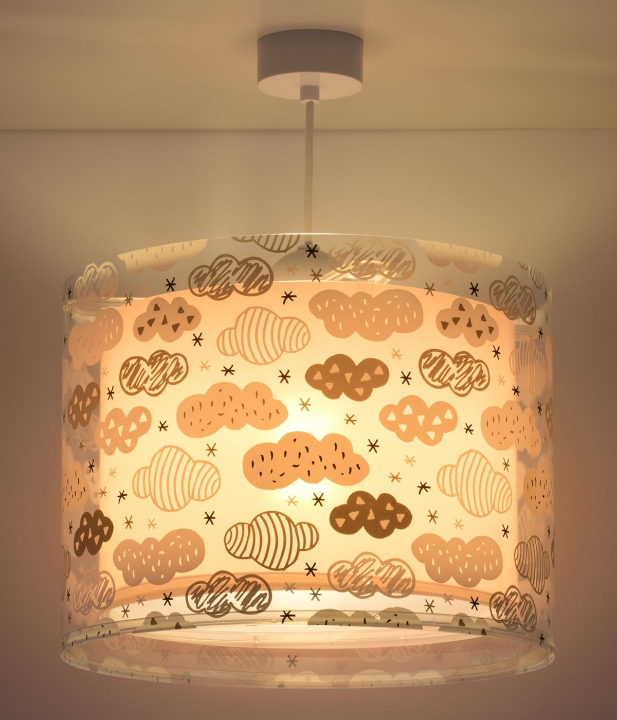 Dalber Lustre Chambre Lampe Suspension Plafonnier Enfants Nuages Rose 33 x 33 x 25 cm E27