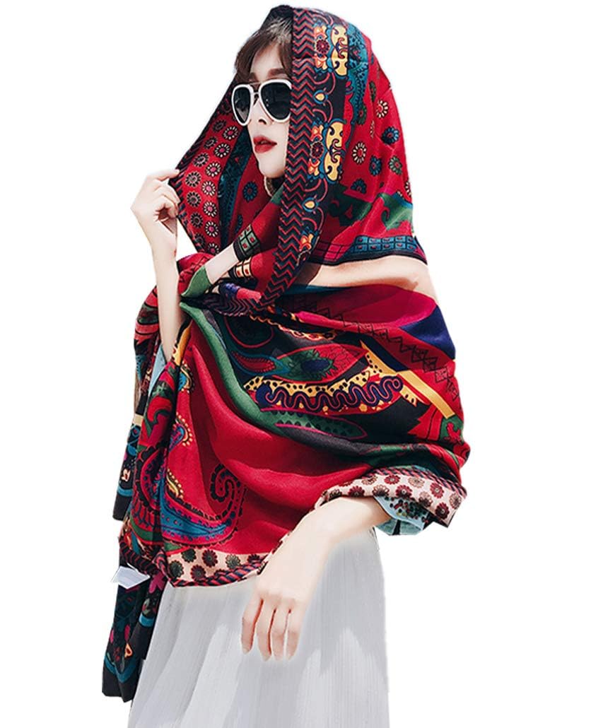 AzoneeAzonee Scarf for Women,Cotton Hemp Lightweight Floral Printed Scarf Long Shawl Wrap Scarf Head Shaw Lightweight Floral Flower Scarves for Spring Summer Autumn Winter Shawl Wrap