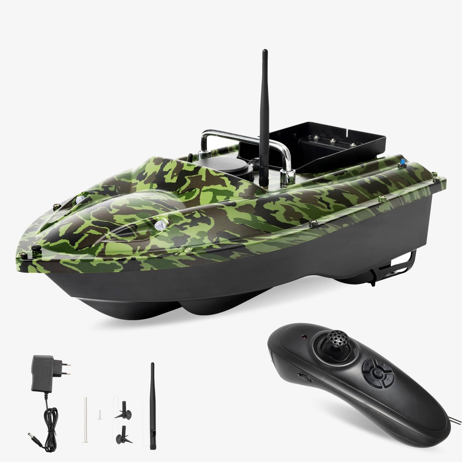 500m Barco Cebador con GPS, Cebo de Pesca Barco Carpa Anzuelo Poste con Luz LED, 3 Horas de Trabajo, Control de Crucero Teledirigido, para Pesca en ríos, Lagos o Aguas Poco