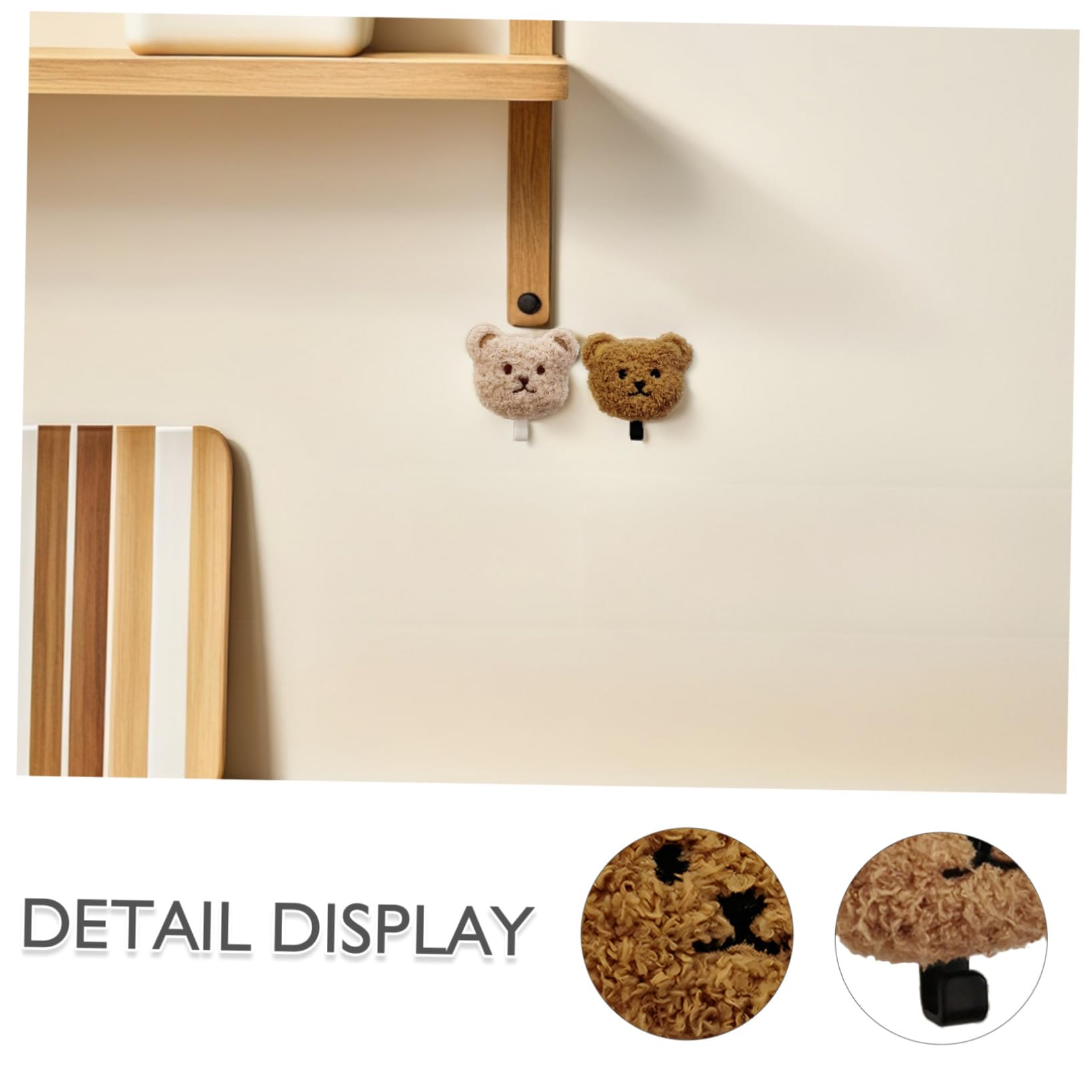 jojofuny Ganci Adesivi da Parete 2 Pezzi Orsacchiotto in Peluche, Design Autoadesivo per Bagno e Cucina, Resistente e Decorativo per Appendere Chiavi e Cappelli