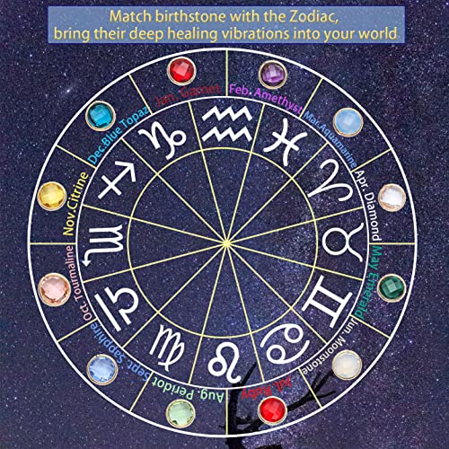 14k Gold Plated Zodiac Birthstone Crystal Pendant Necklace, Horoscope Sign Charm Necklace for Women Birthday Gift2