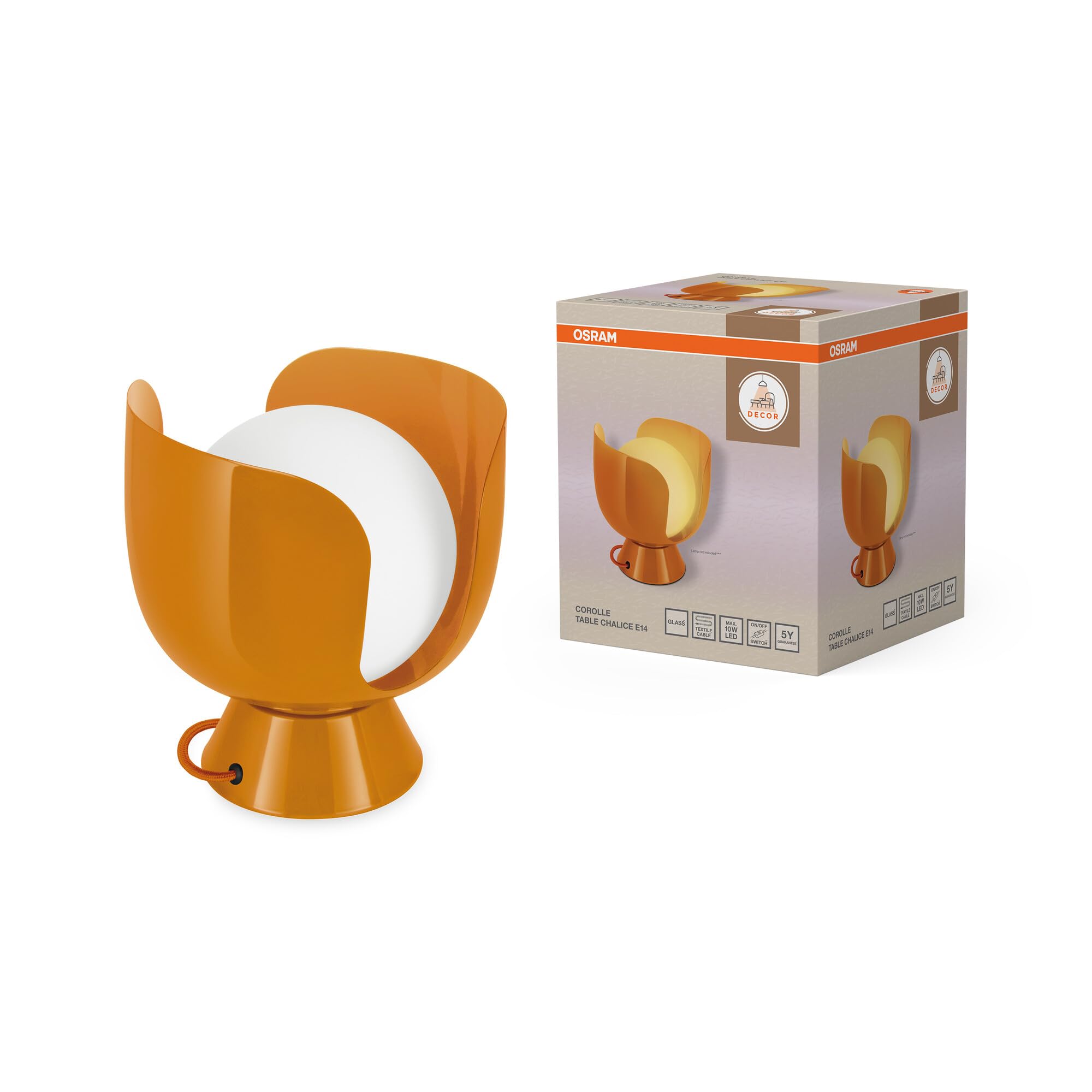 OSRAM Lámpara de mesa Corolle E14 metal vidrio retro naranja