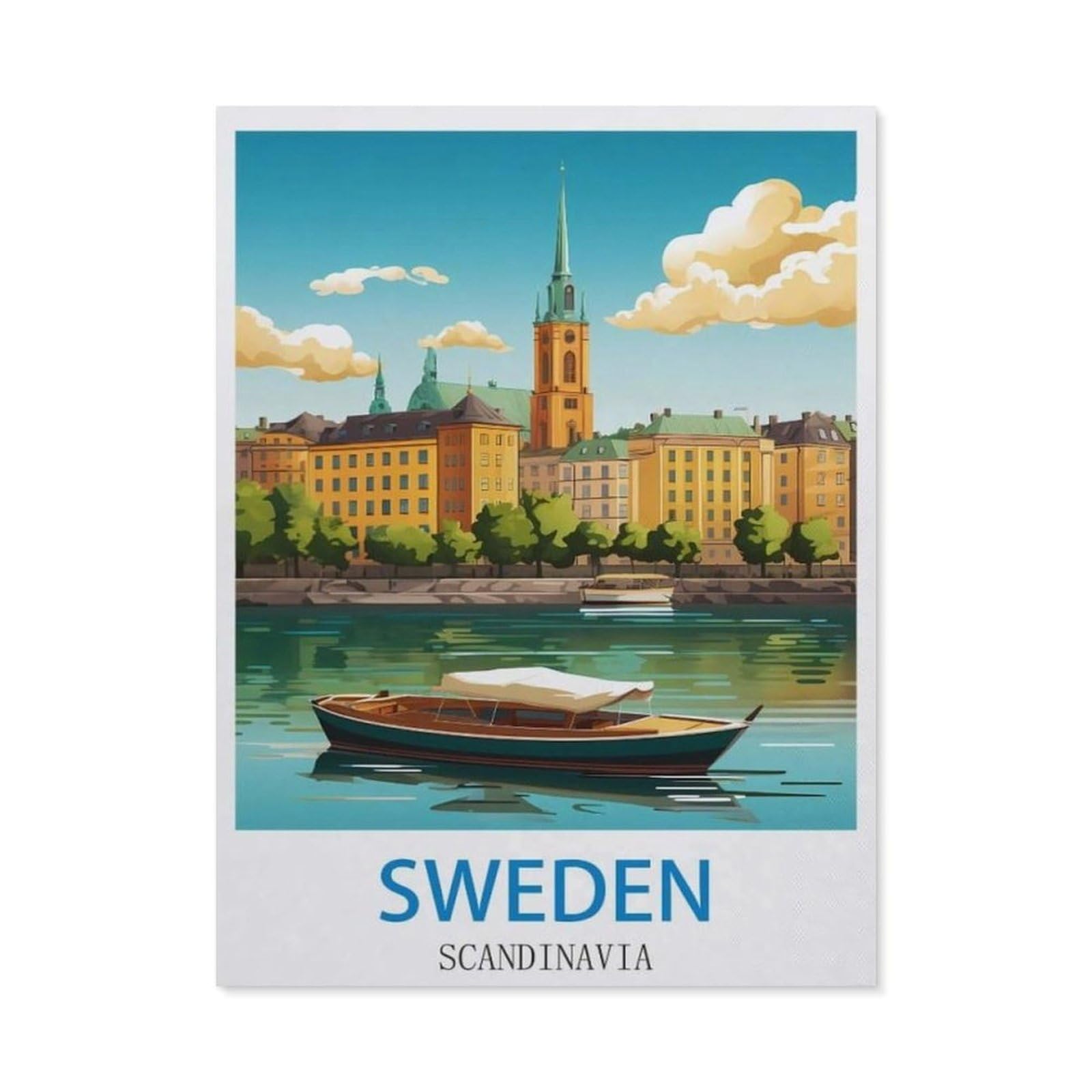 BEAYODKP Diamond Painting，Sweden Scandinavia，Diamond Painting Art Embroidery Cross Stitch Pictures Gift Wall Decoration（50 x 60 cm/19.68 x 23.62 inches）-CM50
