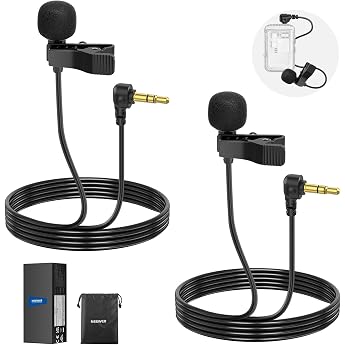 NEEWER LM5 Mini Lavalier Microphone (Pack of 2) | Wired, Capacitor, 3.5mm TRS Plug, Compatible with DJI Microphone 2 Rode Wir