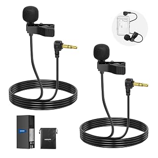 NEEWER Mini Lavalier Microphone (2 Pack), 6.6ft/2m Clip On Wired Condenser Lapel Mic with 3.5mm TRS Plug, Compatible with DJI Mic 2, Rode Wireless Go II, NEEWER CM28 CM31 Camera, LM5 - Amazon product rated Grade A
