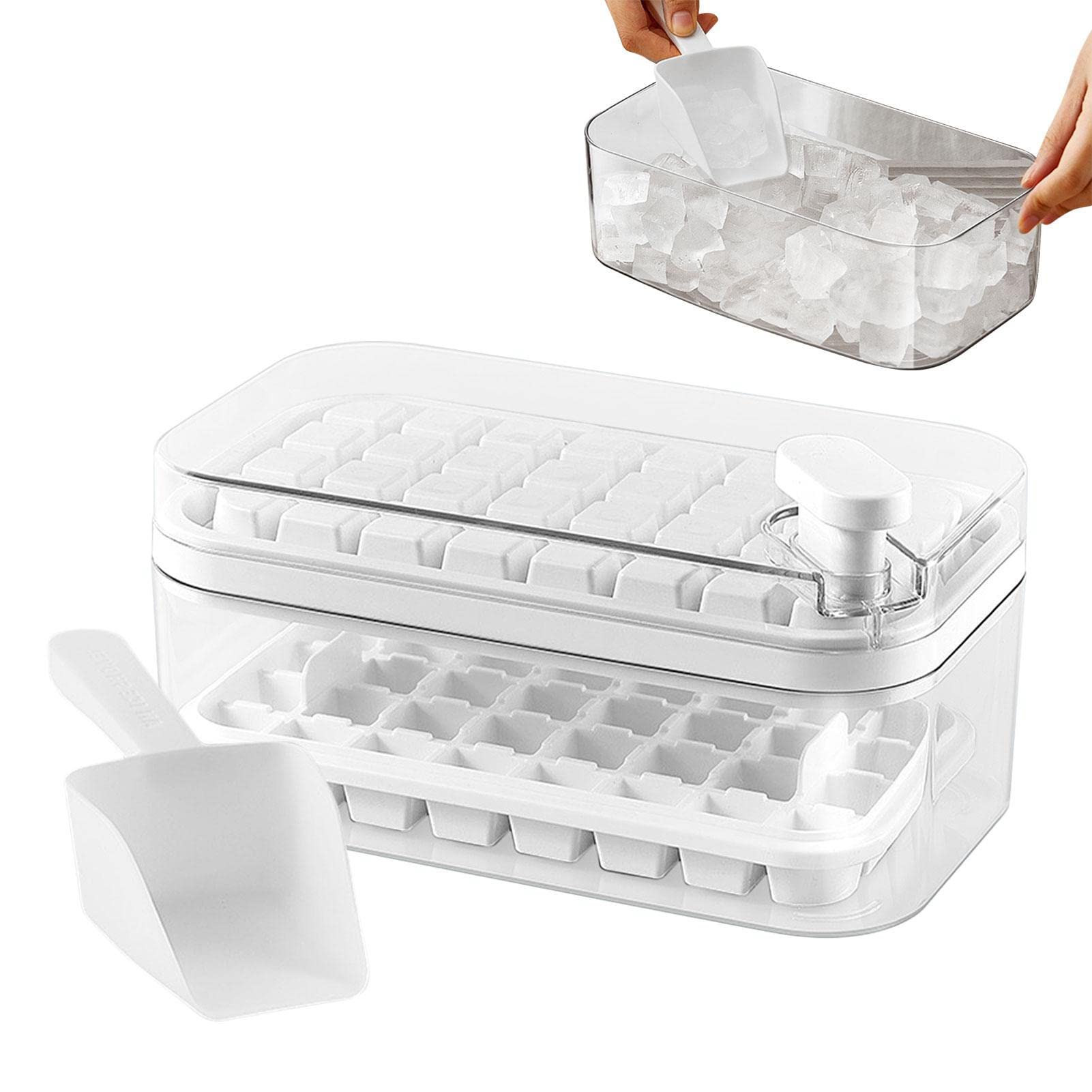 Ice Lolly Eiscreme-Form, Eiswürfelform mit Deckel | 64 Raster Silikon Eiswürfelform mit Ablage | stapelbare Eis-Eiswürfelform zum Kühlen von Eis Cocktail Whisky Tee