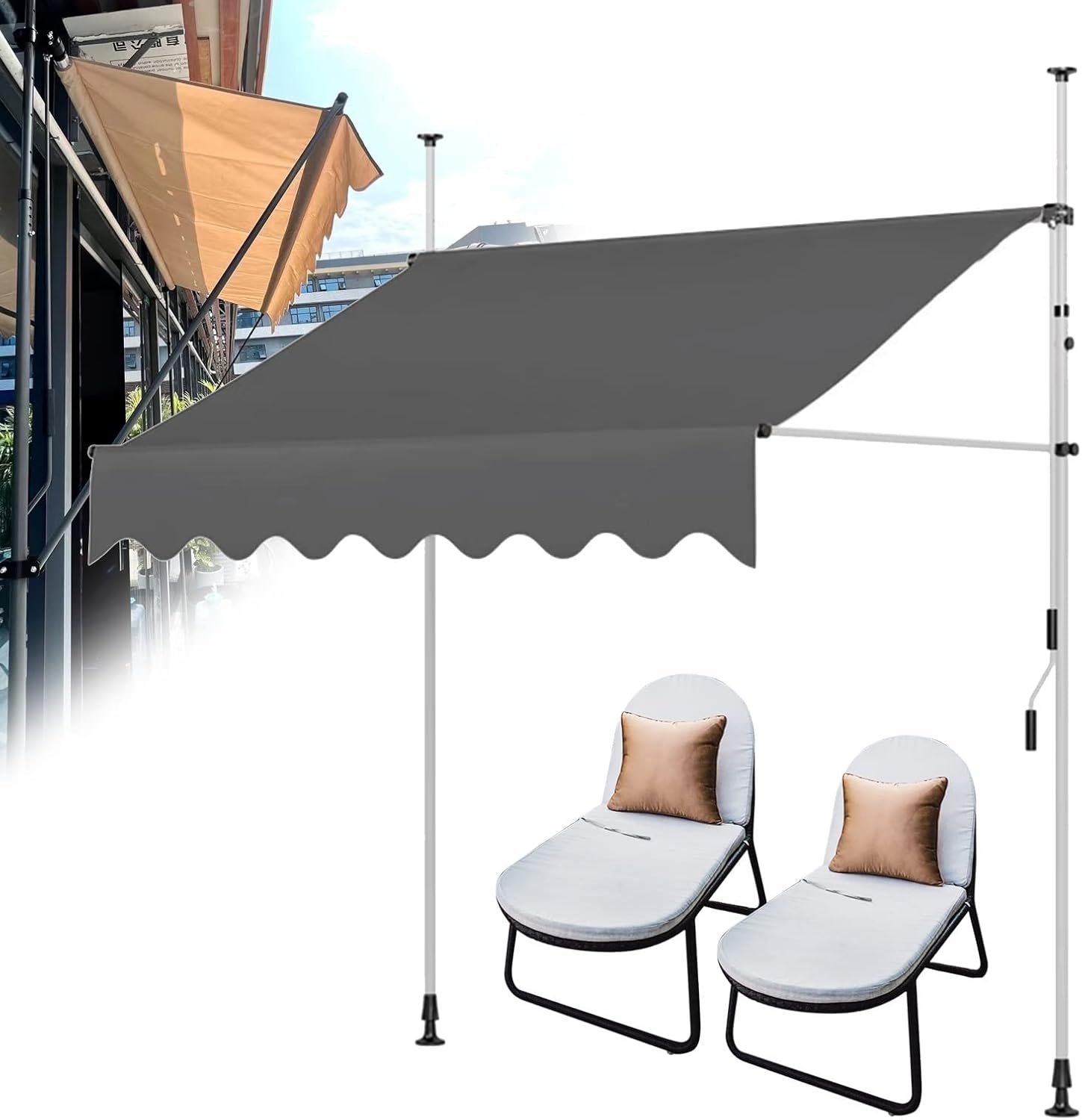 Telescopic Balcony Awning, Manual Retractable Garden