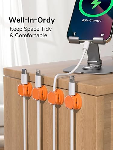 Miniatura 4 de Clips magnéticos para cables, soporte ajustable para cables, organizador adhesivo para cables para hogar, oficina, escritorio, teléfono, PC, coche,