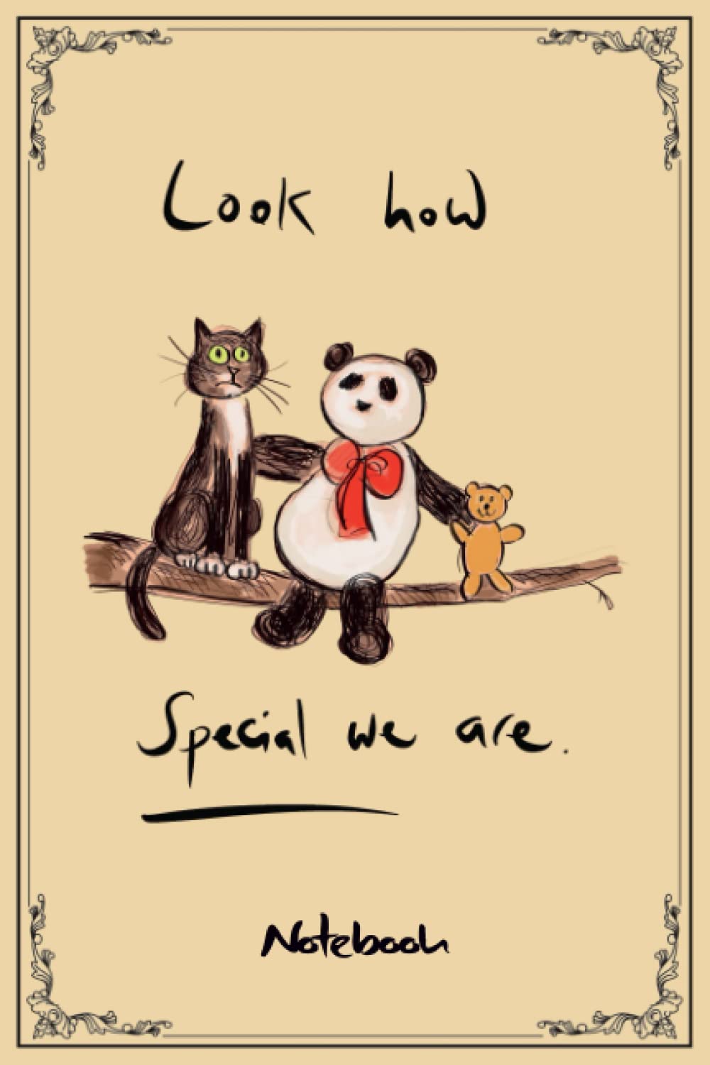 Notebook - The oil paint The Panda, the Cat and the Dreadful Teddy Journal notebook 126: A Blank Lined College Ruled Journal Notebook Gifts for Kids and Teenagers for Writing and Journaling
