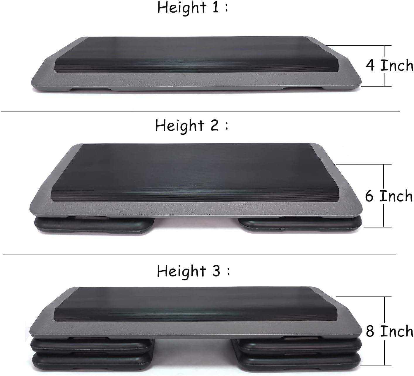 HTTMT- 43'' Adjustable Sports Exercise Aerobic Step Platforms Fitness Exercise Stepper W/Risers 4" 6" 8" Home Gym [P/N: ET-HOME006-6-8-BK] : Sports & Outdoors