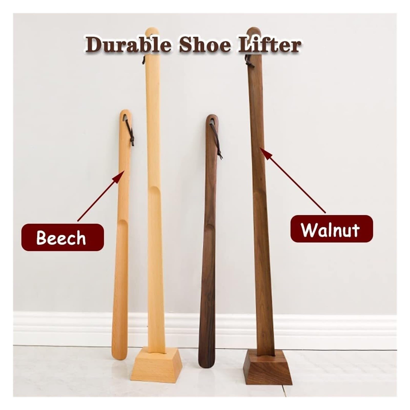 Chausse-Pied - Chausse-Pied Durable en Bois de hêtre Long avec Base Stable