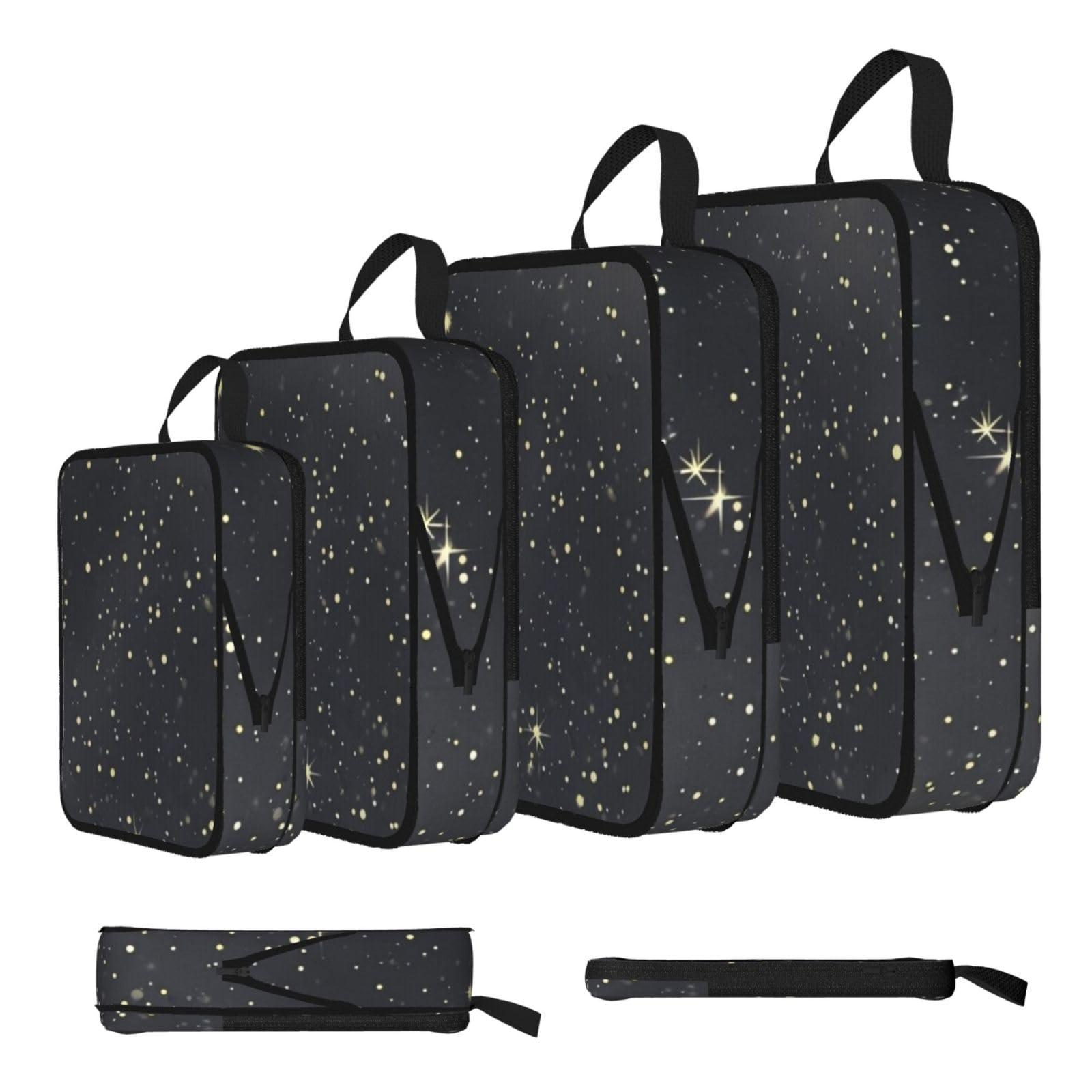 Serene Starry Night Sky Print Packing Cubes for Travel Space Saver Bags, Compression Packing Cubes Set of 4, Expandable Luggage Organisers, Suitcase Organiser Bags
