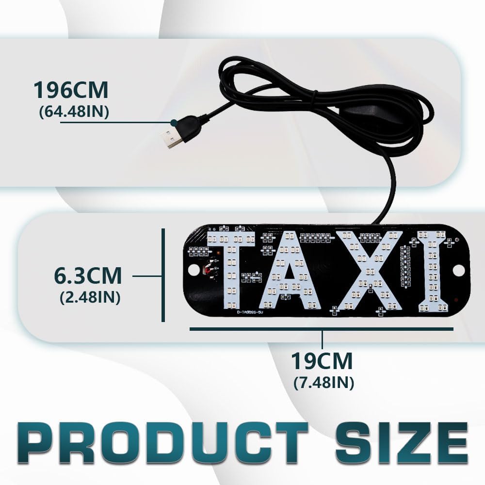 YSY Taxi Sign, LED Light Logo,on Car Window with DC 6V Car Charger Inverter for Rideshare Driver Taxi Light up Sign (Red and Green, USB Switch)