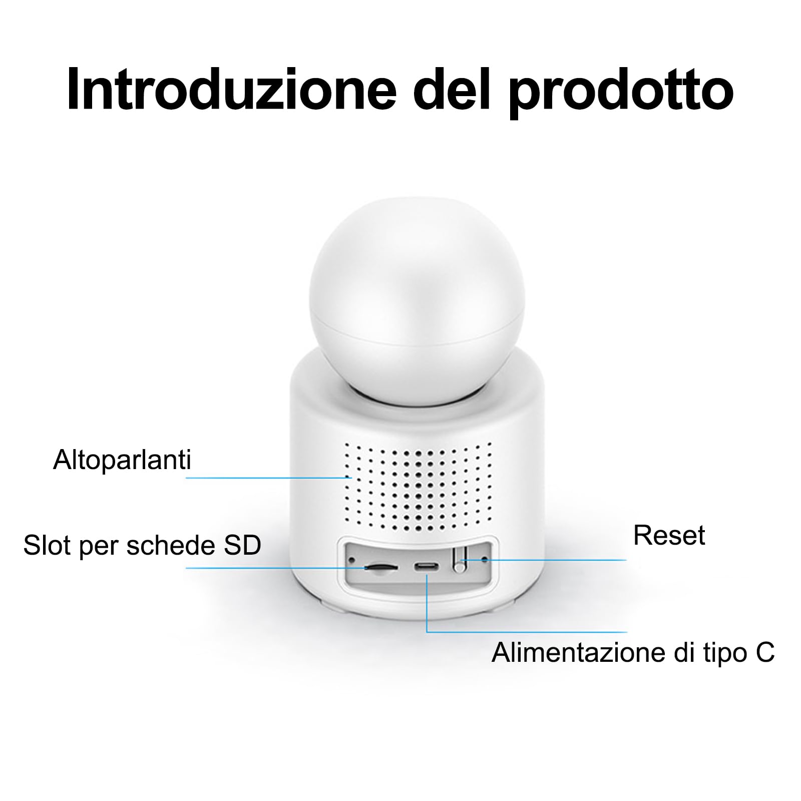 Telecamera WiFi interni, orientabile, videochiamate, videocamera intelligente, monitoraggio video per bambini, display HD da 2,8 pollici, con IR notturno