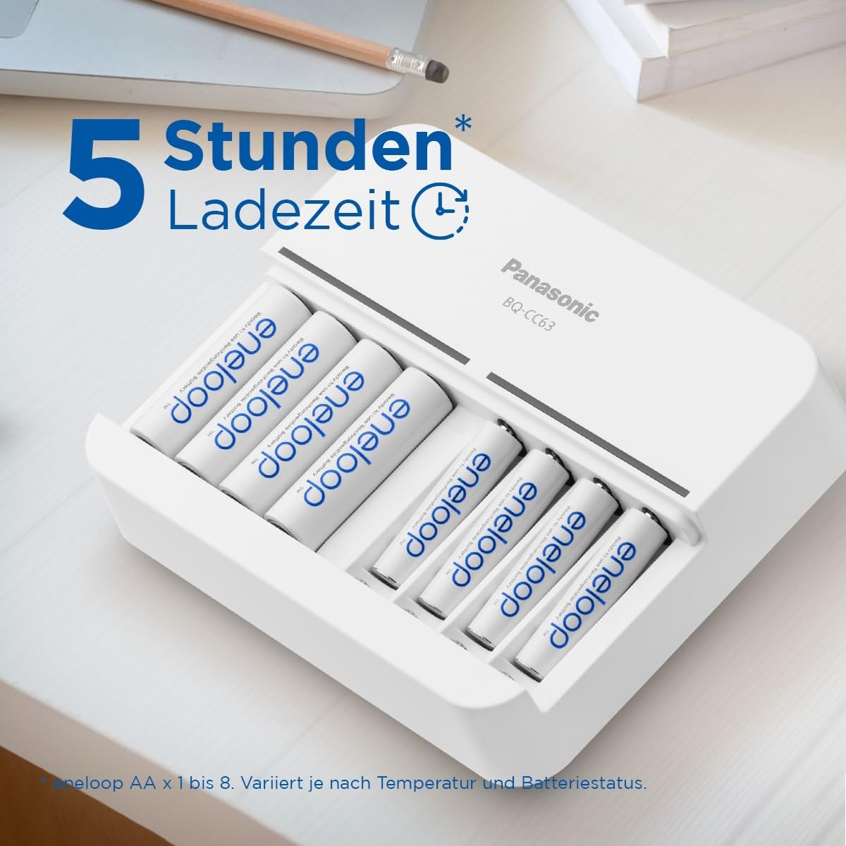 Chargeur rapide - PANASONIC - BQ CC63 - 8 piles AA eneloop - 8 écrans Chargeur rapide - PANASONIC - BQ CC63 - 8 piles AA eneloop - 8 écrans