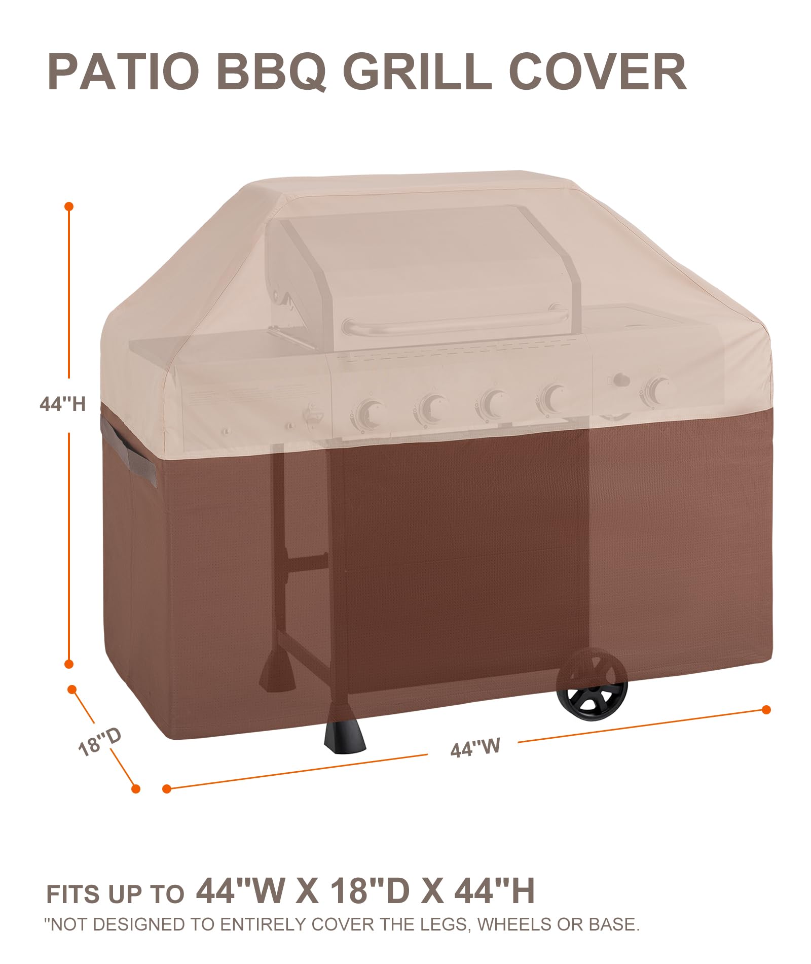 Grillabdeckung Für 3-4 Brenner Gasgrill – 111,8 Cm Länge, Wasserdichtes Oxford-Gewebe Mit Kordelzug
