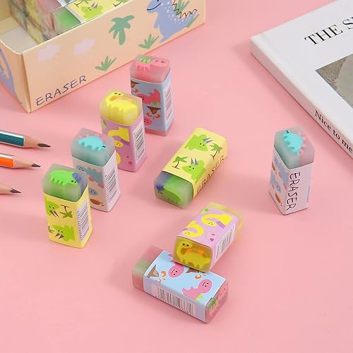 Miniatura 4 de 8 piezas de borradores lindos para niños, estilo dinosaurio, grande, borradores de animales novedosos, para mascotas, juegos de recompensas para