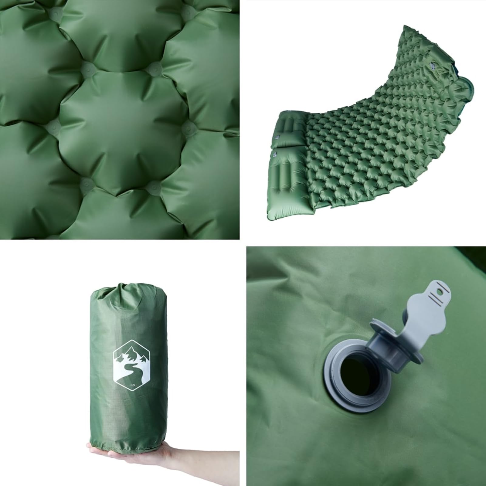 Selbstaufblasende Isomatte Doppel, 40D-Nylon mit TPU-Beschichtung, Grün, 195x130x8,5 cm, für Camping und Outdoor 4007102