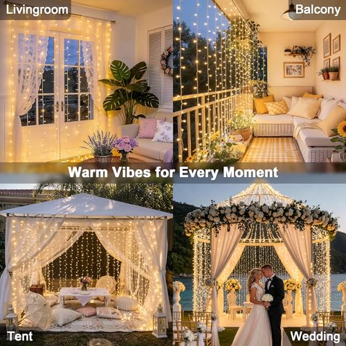 Image of JMEXSUSS 900 LED Curtain Lights, Outdoor String Lights Indoor, 9.5x29.5ft