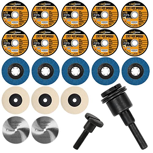 Cut Off Wheel,Flap Discs, Polishing Discs, Hss Circular Saw Blade Set With A Mounting Mandrel 3/8" & 1/4" Arbor Hole For Die Grinder Rotary Tool Cutting Polishing Grinding Metal 21 Pack #TOP10