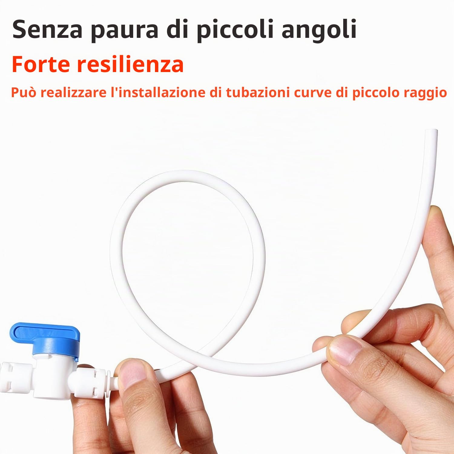 Qrity 2 Metri Tubo di Alimentazione dell'Acqua, 1/4" Flessibile PE Tubo per Osmosi Inversa, Filtro Dell'Acqua
