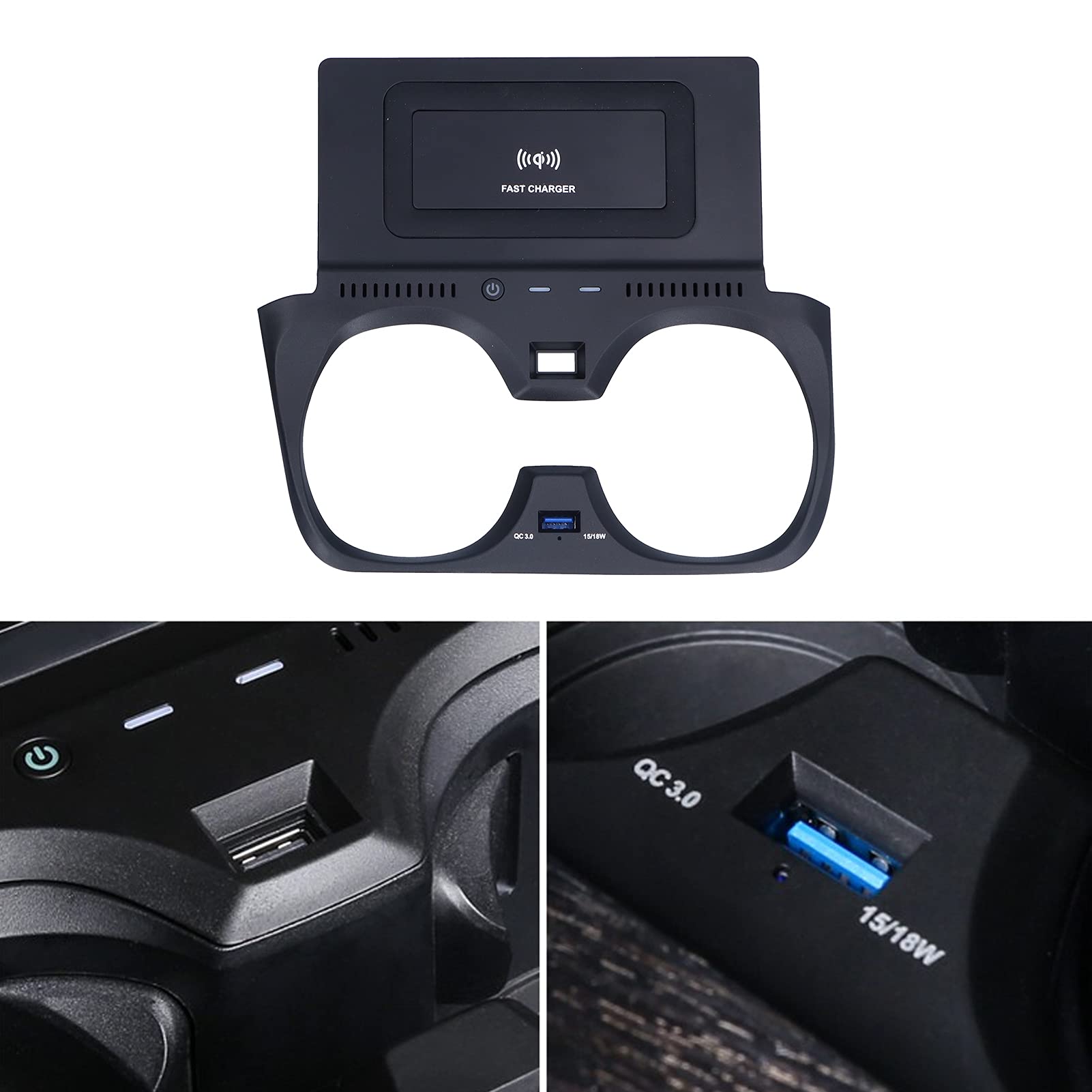 Cargador Inalámbrico, Soporte para Teléfono de Carga Rápida Qi de 15W con Puerto USB QC3.0 Compatible con Serie 3 G20 G28 2019-2020