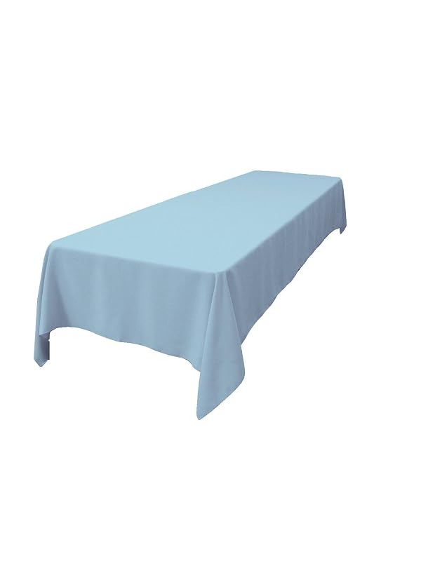 LA Linen Polyester Poplin Washable Rectangular Tablecloth, Stain and Wrinkle Resistant Table Cover 60x108, Fabric Table Cloth for Dinning, Kitchen, Party, Holiday 60 by 108-Inch, Blue Light by LA Linen - Used condition - CA$26.60