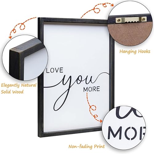 Miniatura 6 de Juego de 3 letreros con texto en inglés Love You More con texto en inglés Love You More decoración de pared para dormitorio y sala de estar 11 x 14