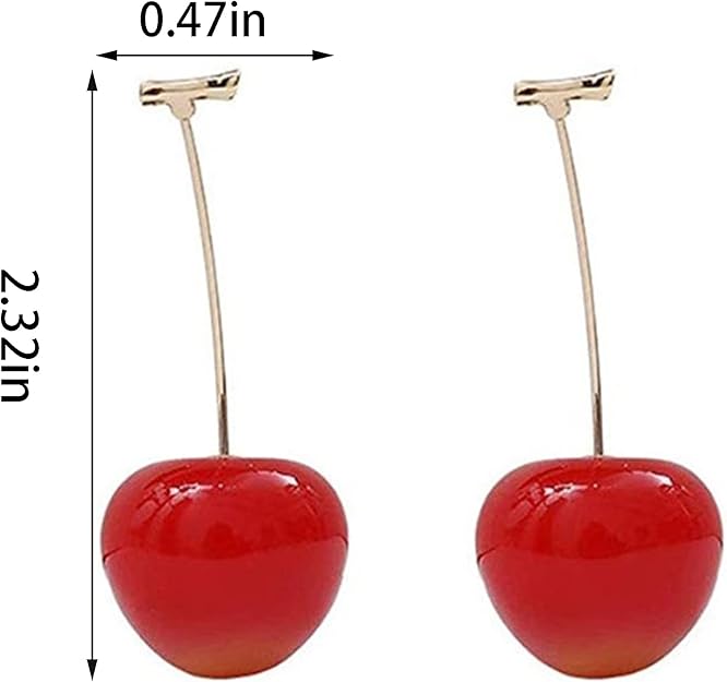 Amazon.com: QUPENGXU 3D Red Cherry Dangle Earrings Sweet and