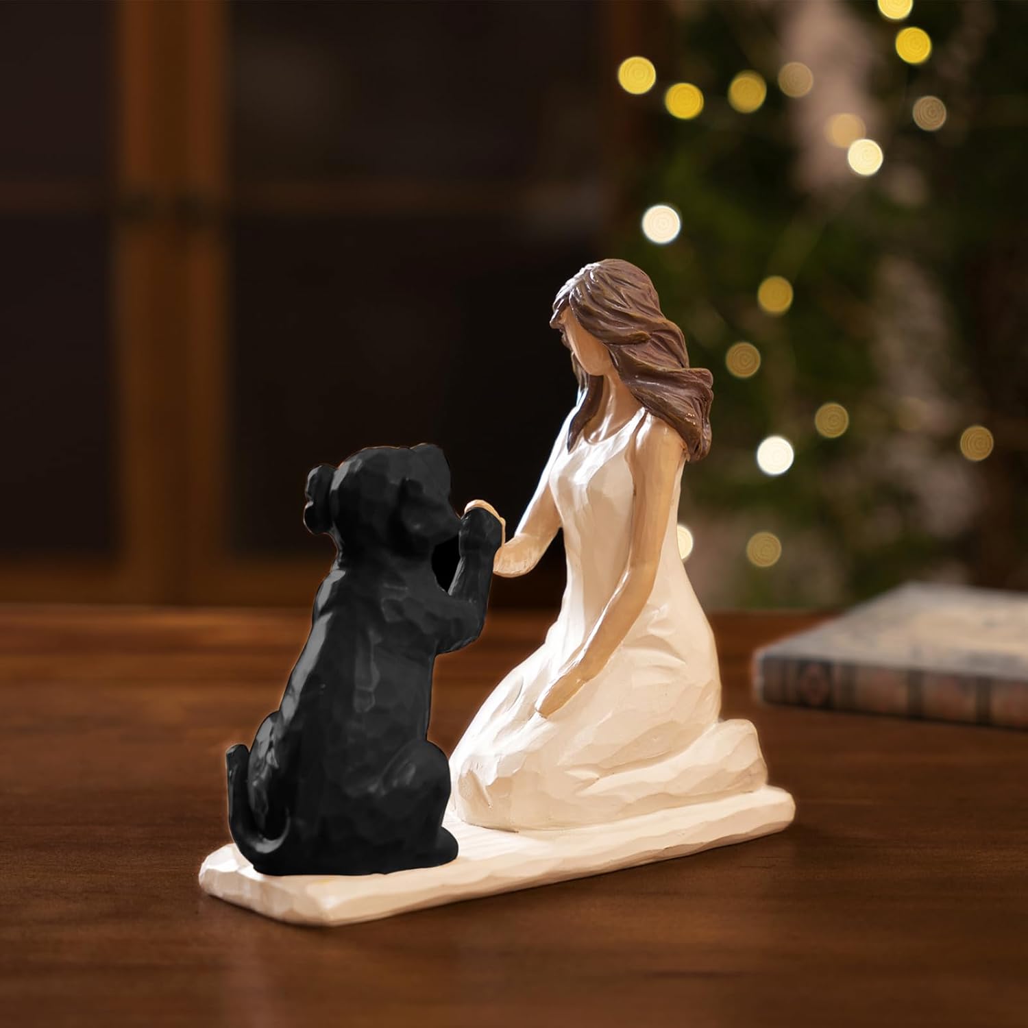 BUTILIVEEN Resin Woman with Dog Figurines, Sympathy Dog Memorial, Pet Loss Gifts, Black Labrador Retriever, Black Lab Gifts, Home Bedroom Living Room Tabletop Shelf Decor - Image 5