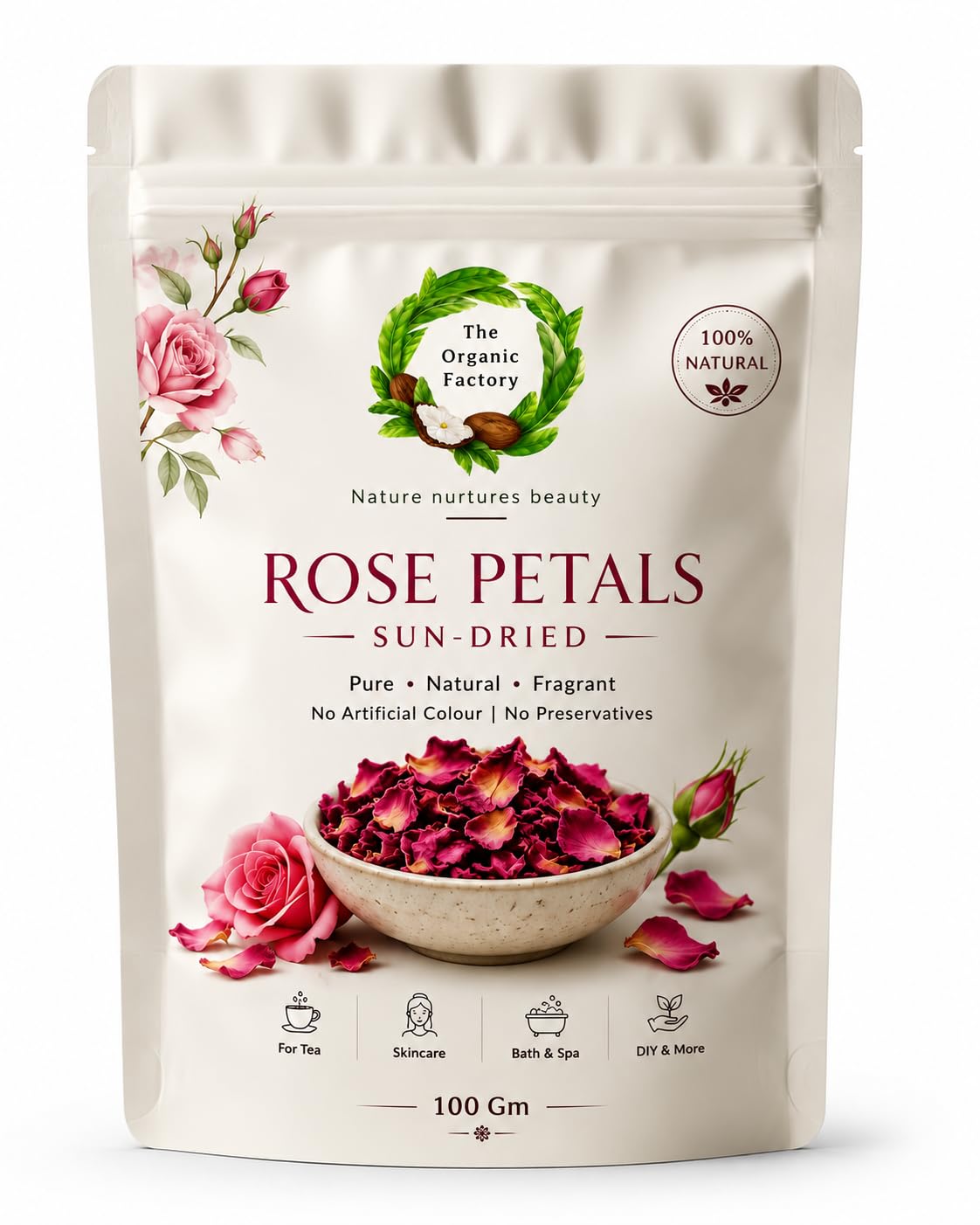 Rose Petals (Sun-Dried) – Premium Quality | Natural & Fragrant | For Tea, Skincare, Bath & DIY | Edible Grade-image-48