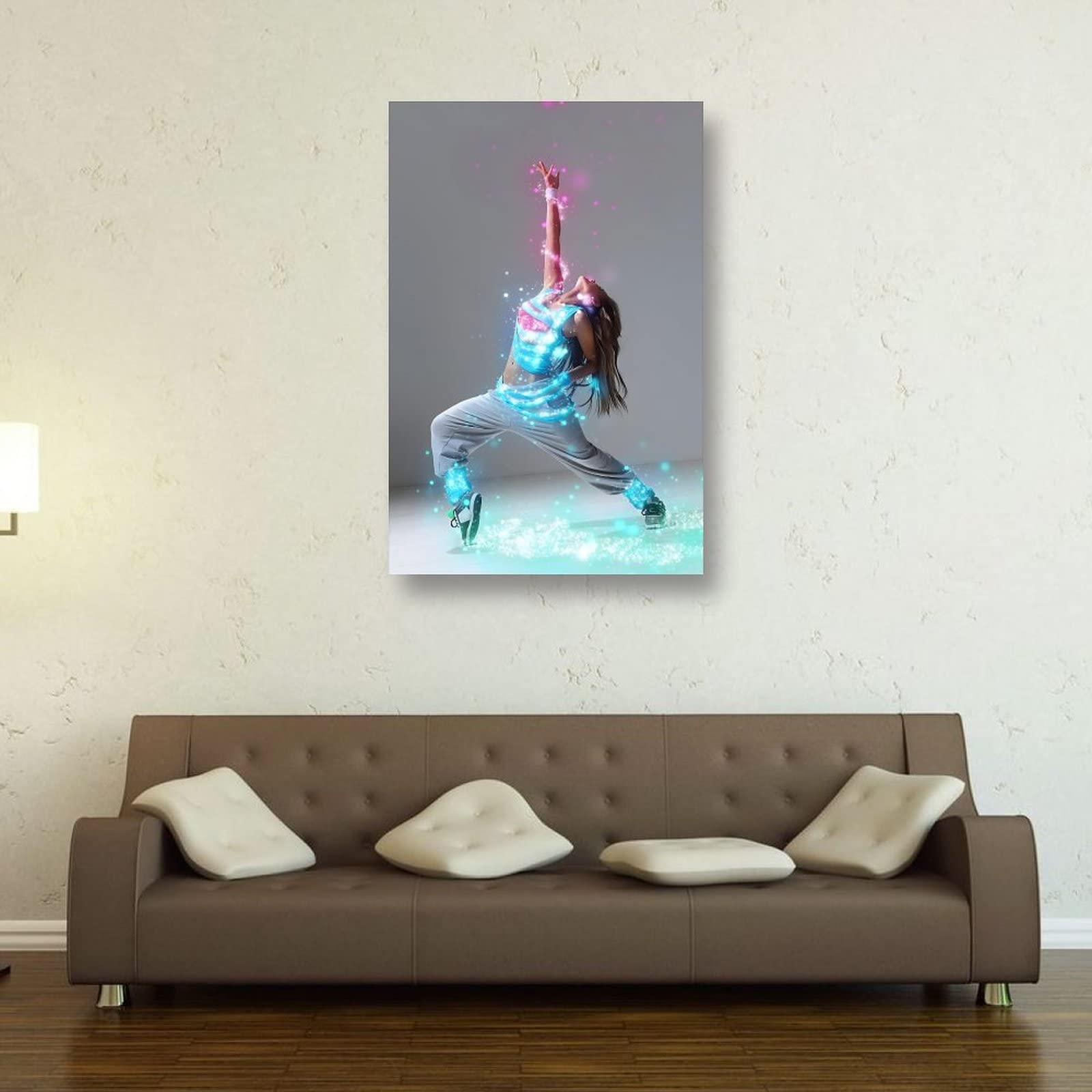 Poster artistico su tela da parete con ballerino hip hop e ballerino, 50 x 75 cm