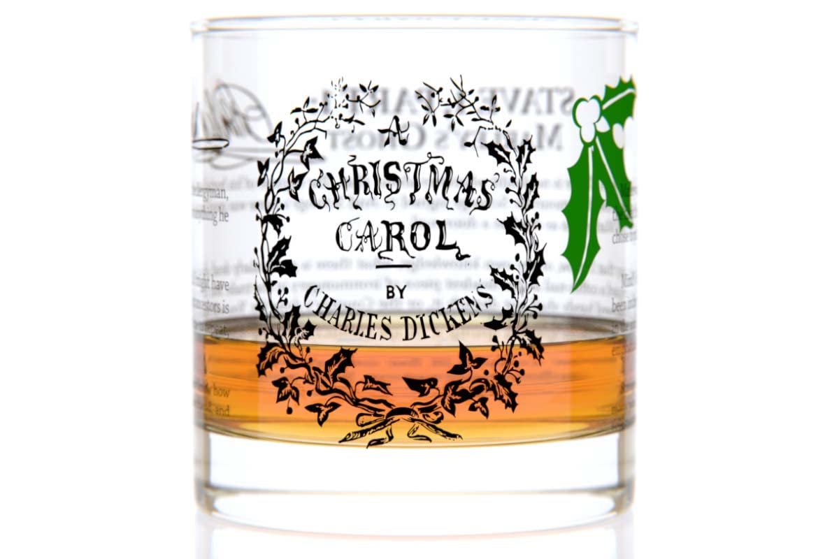Well Told Classic Literature Rocks Glass - A Christmas Carol by Charles Dickens - Old Fashioned Whiskey Glass Gift for Book Lovers (11 oz)