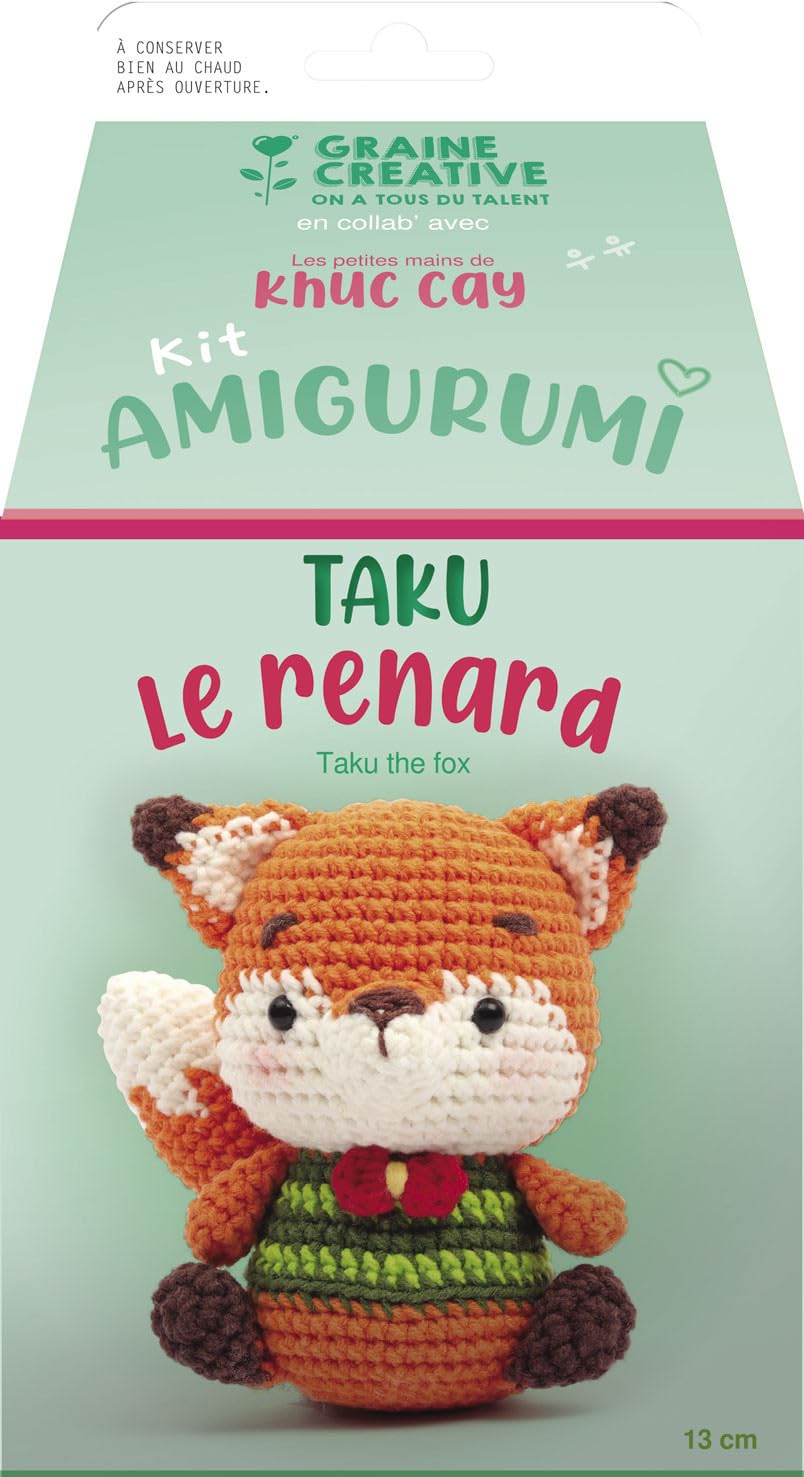 GRAINE CREATIVE Kit Crochet Amigurumi - Renard - 13 cm