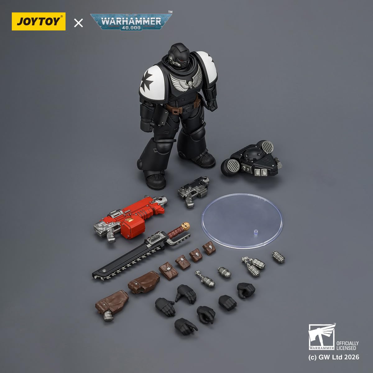 HiPlay JOYTOY Warhammer 40k Black Templars Intercessor mit Bolter, Boltpistole und Kettenschwert JT03905 1/18 Action-Figuren-Set