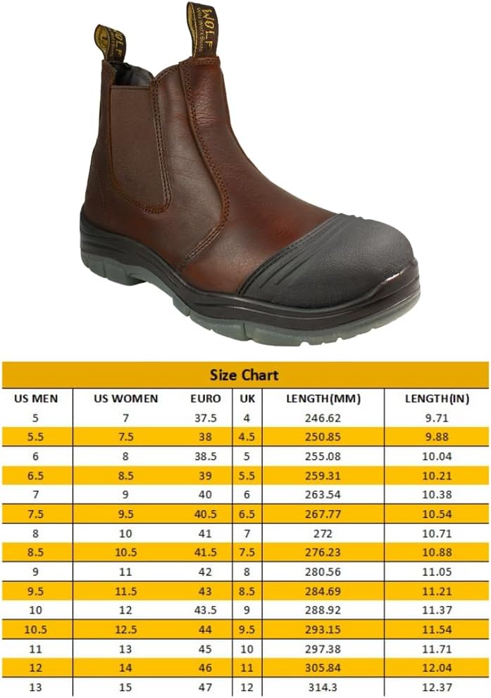 Wolf Work Boot | 100% Genuine Upper Leather | Oil, Heat, Chemical, Abrasion | Electrical Hazards | Non-Slip Rubber Sole | Construction | Industrial PPE - Image 2