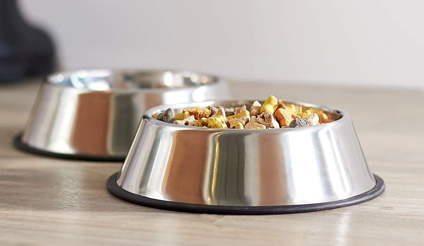 CapsLock Pet Bowl for Dogs and Cats. Stainless Steel with Non-Skid Bottom (Large, 800ml) Set of 2.
