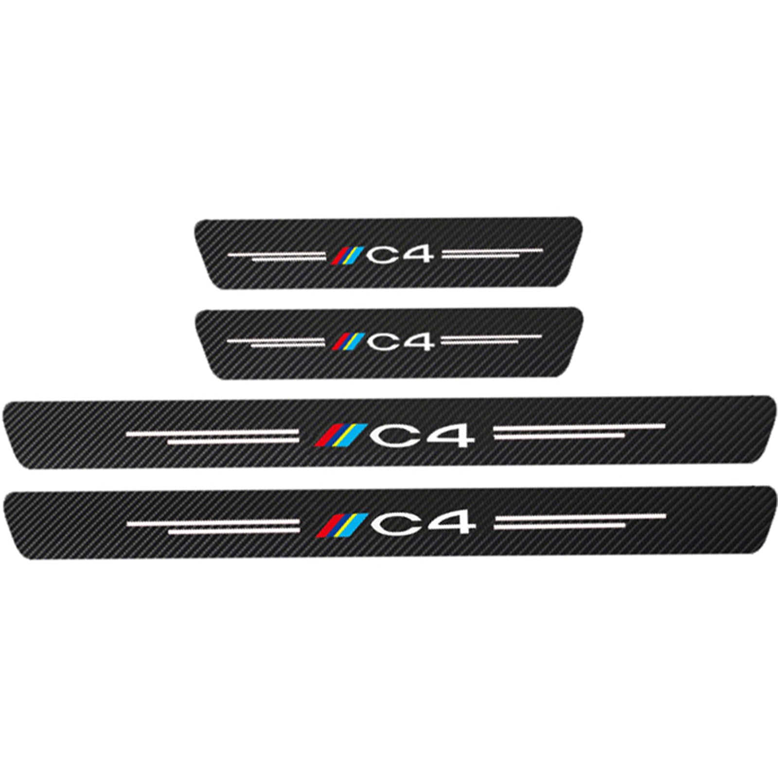 KAFMZEP Car Door Sill Protector for Citroen C4 4PCS Car Door Sill Scuff Plate Carbon Fiber Stickers Accessories,White