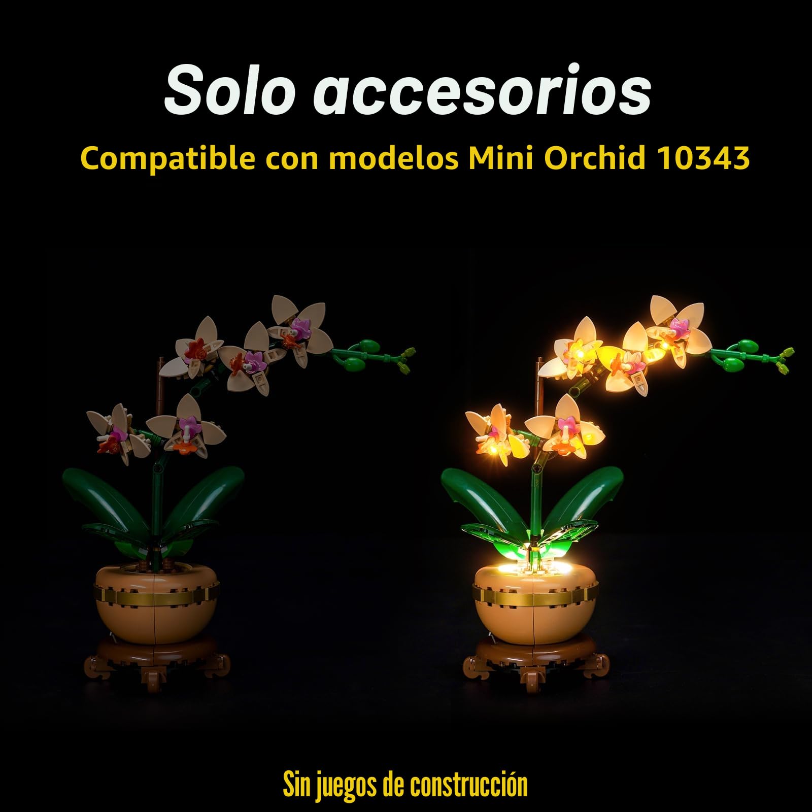 BrickBling Juego de Luces LED Compatible con LEGO 10343 Mini Orchid Botanical Collection Set, Iluminación Decorativa para Mini Orchid 10343 Juguete Creativo