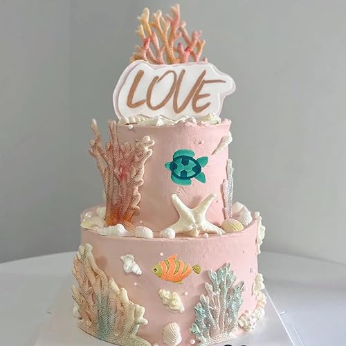 Miniatura 7 de MINFEIDMS Molde de silicona para fondant con temática marina, concha, caballito de mar, estrellas de mar, tortuga, molde de silicona para decoración