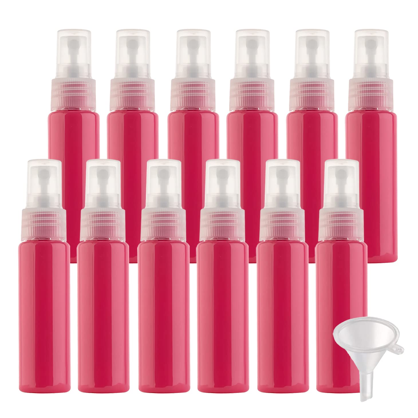 50 Stück 30ml Sprühflasche Rot Leer Feinen Nebel Sprühflasche Reise Zerstäuber Klein Plastik Nebel Parfümzerstäuber Reiseflaschen mit Trichter