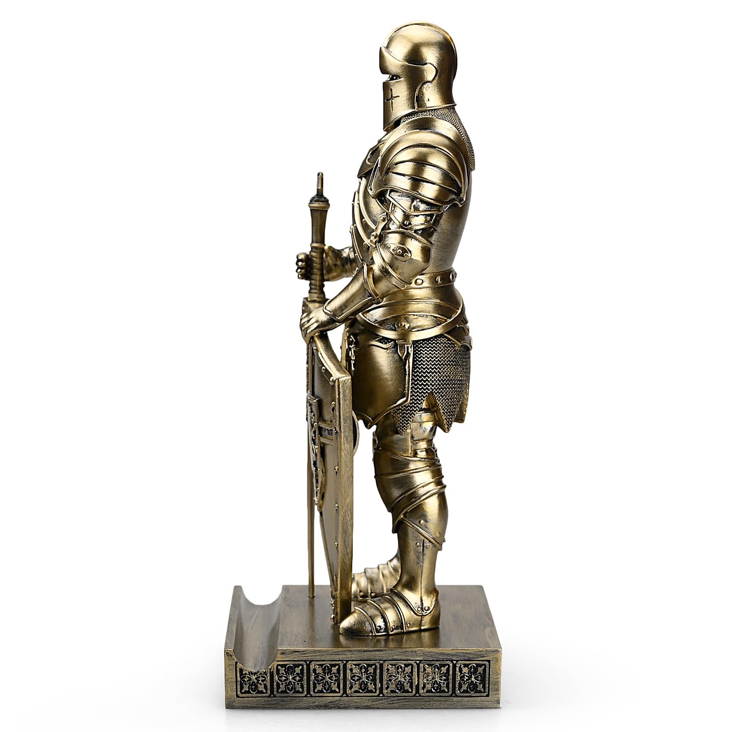 Ozdoba King's Guard figurka rycerza na biurko, akcesoria biurkowe, uchwyt na długopis, stojak do papieru do biura i domu (brązowy)