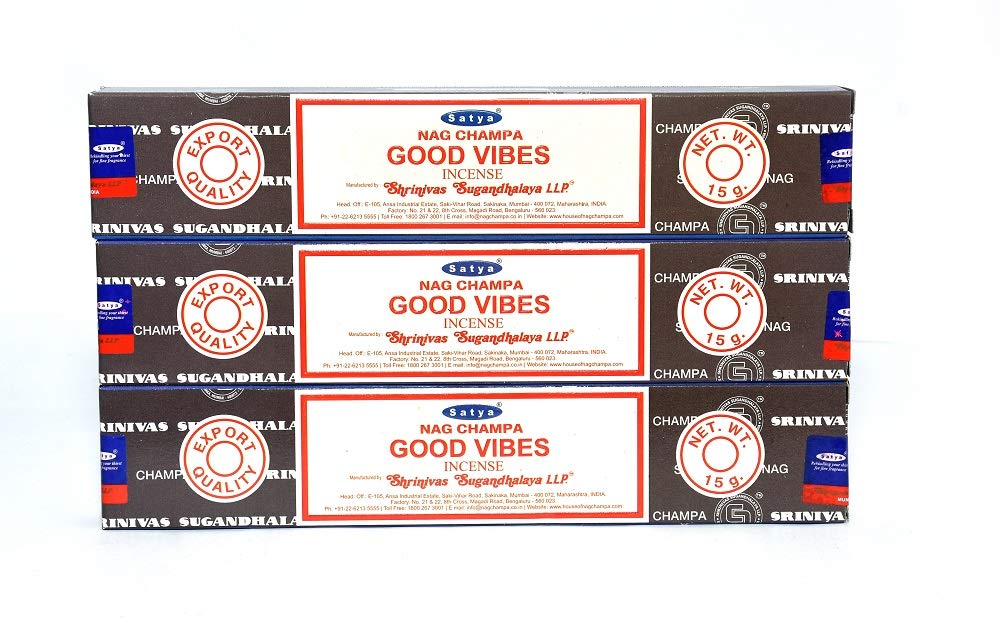Nag Champa Good Vibes Incense Pieces-Assorted Set of 3 (15gm Each)