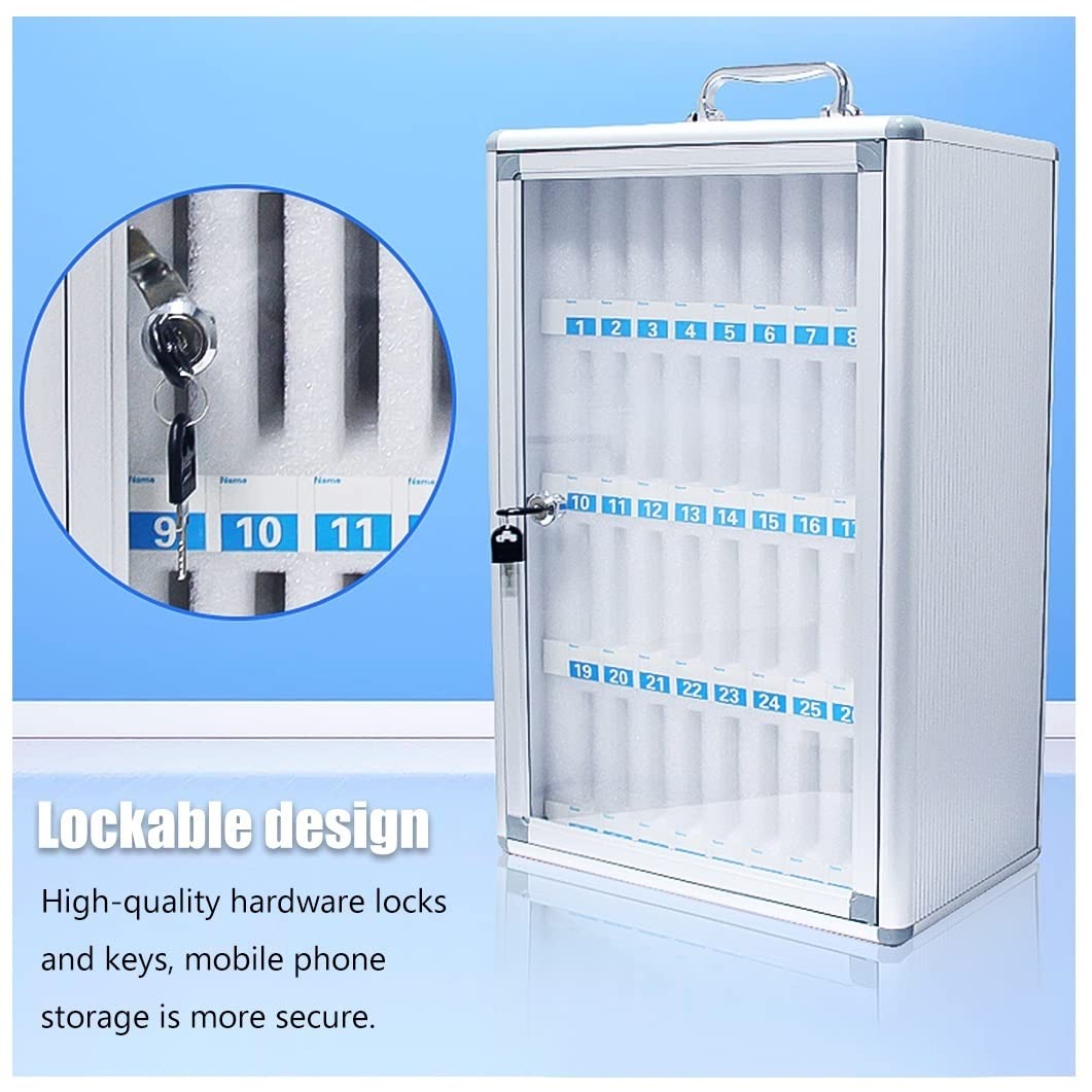 Supporto da parete per telefono con 48 slot bloccabili, versatile scaffale per dispositivi mobili per casa, ufficio e aula - e soluzione salvaspazio
