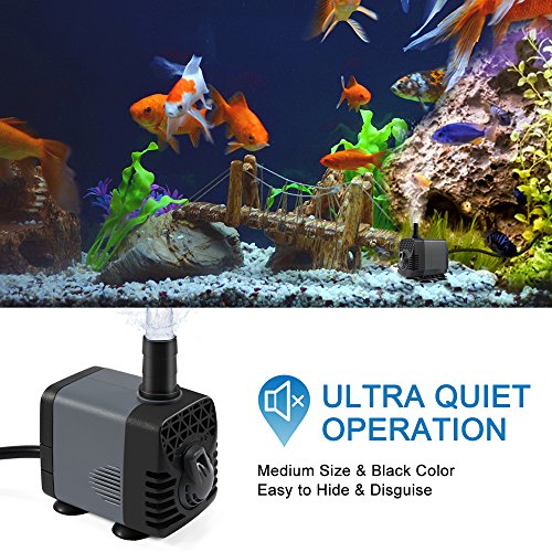 Ankway Wasserpumpe, Teichpumpe 160GPH 600L / H 10W Tauchpumpe mit Vinylschläuchen(39inch / 1M), Förderpumpe mit 2 Düsen für Teiche, Garten, Springbrunnen, Aquarium Pumpe 5.9ft (1.8M) Netzkabel - Image 4