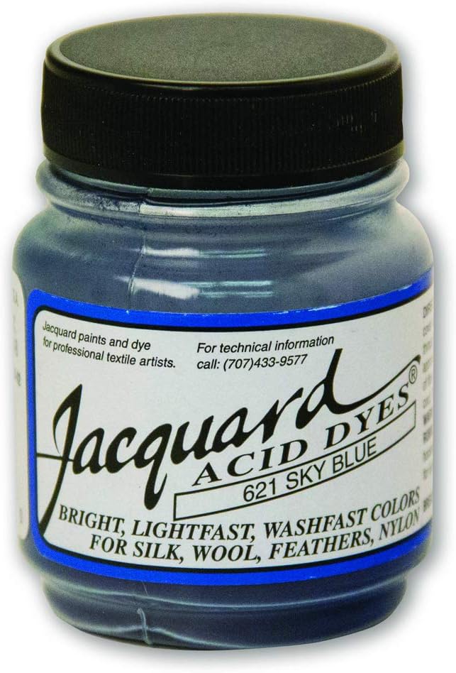 Jacquard Acid Dye - Sky Blue - 1/2 Oz Net Wt - Acid Dye for Wool - Silk - Feathers - and Nylons - Brilliant Colorfast and Highly Concentrated