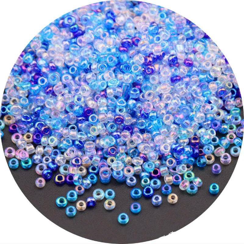 Szklane koraliki z nasionami małe koraliki 1,5-4 mm szklane koraliki ryżowe magiczny kolor przezroczyste imitacja kolorów rozproszone koraliki DIY koraliki akcesoria z frędzlami