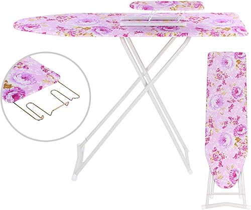 Miniatura 2 de Tabla de planchar de tamaño completo, plegable de 4 patas, funda extraíble, altura ajustable con soporte de hierro, perfecta para uso en el hogar o